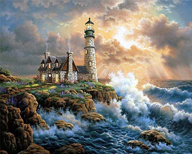 Wave Crash Lighthouse