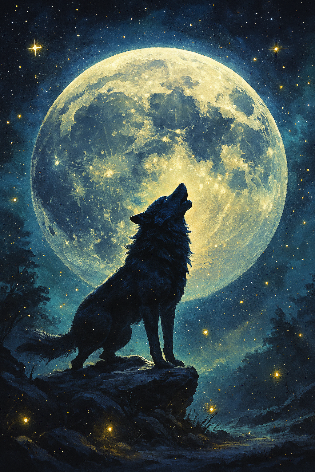 Midnight Wolf - Full Canvas 5D Diamond Painting Kit