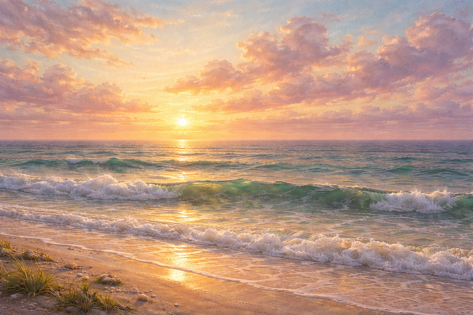 Serene Ocean Sunrise - Full Canvas 5D Diamond Painting Kit
