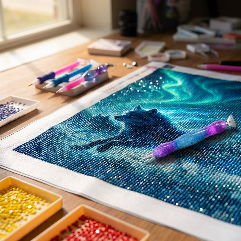 Orange Winter Swan Lake Diamond Painting Kit (Full Drill)