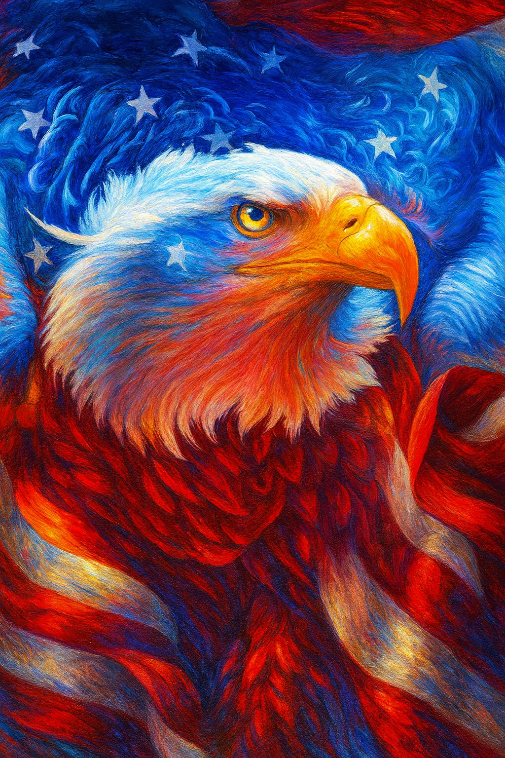 Bald Eagle Stars - 20x25cm / Square