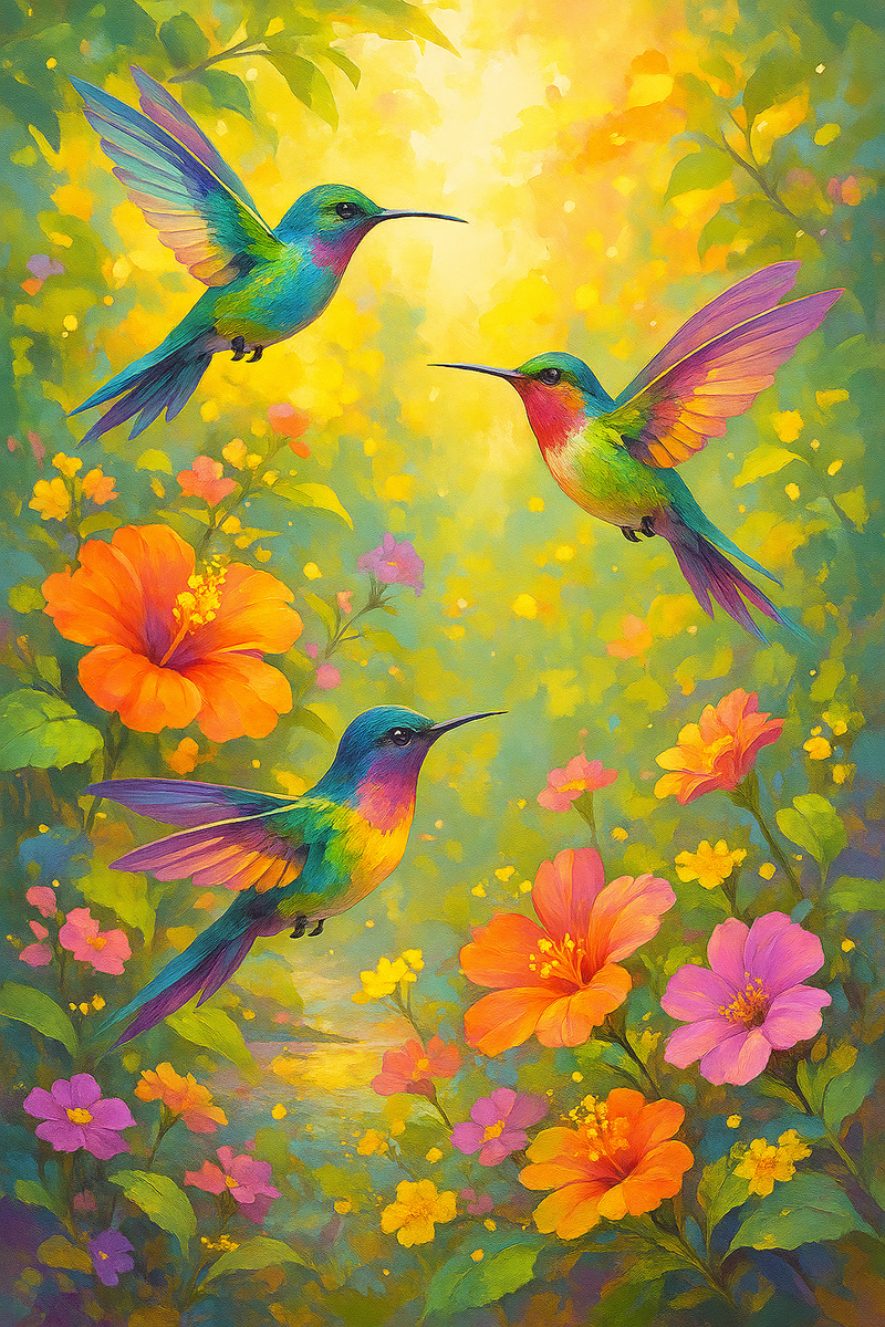 Garden of Hummingbirds - Full Canvas Nature DIY 5D Diamond