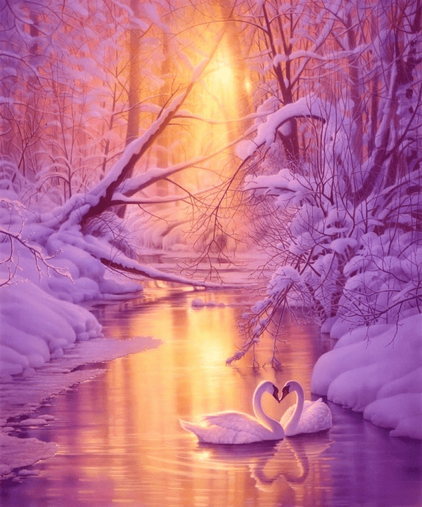 Winter Sunset on Swan Lake