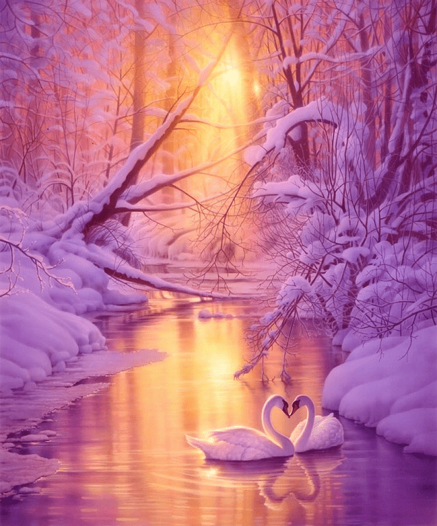 Winter Sunset on Swan Lake