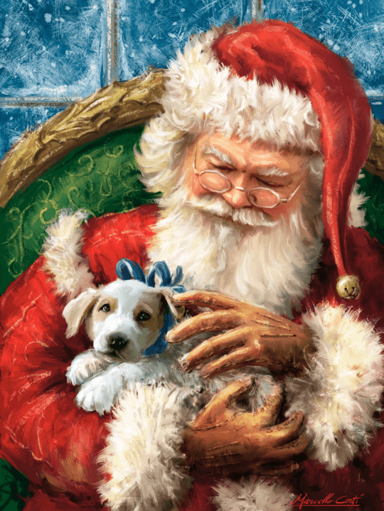Santa with Puppy Gift