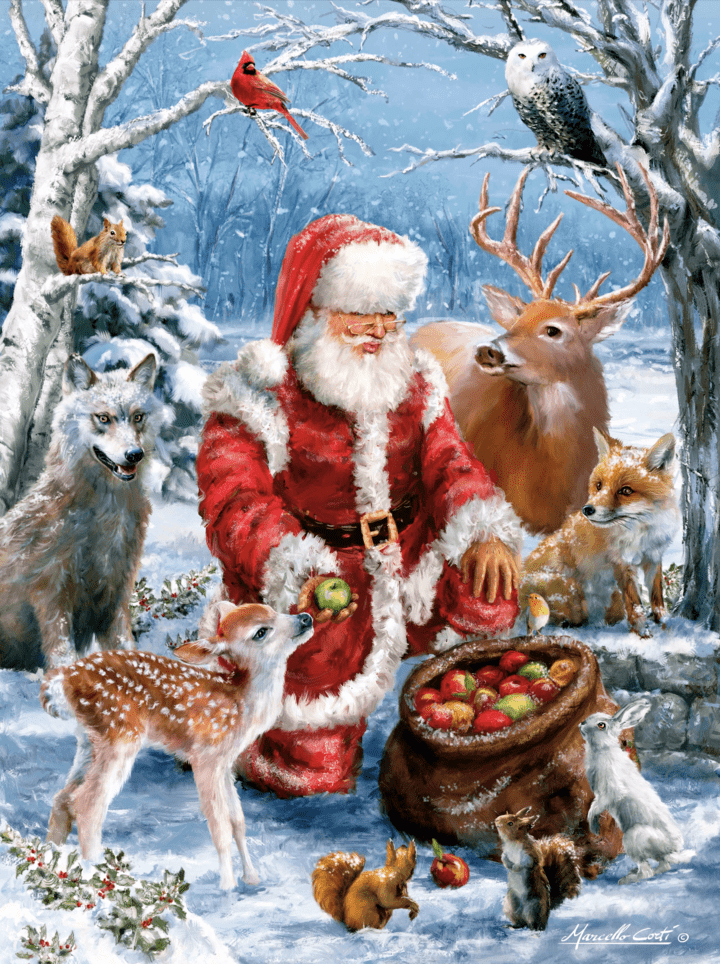Santa with the Forest Friends