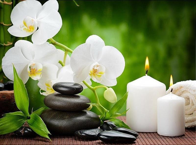 Orchid Candles & Stones