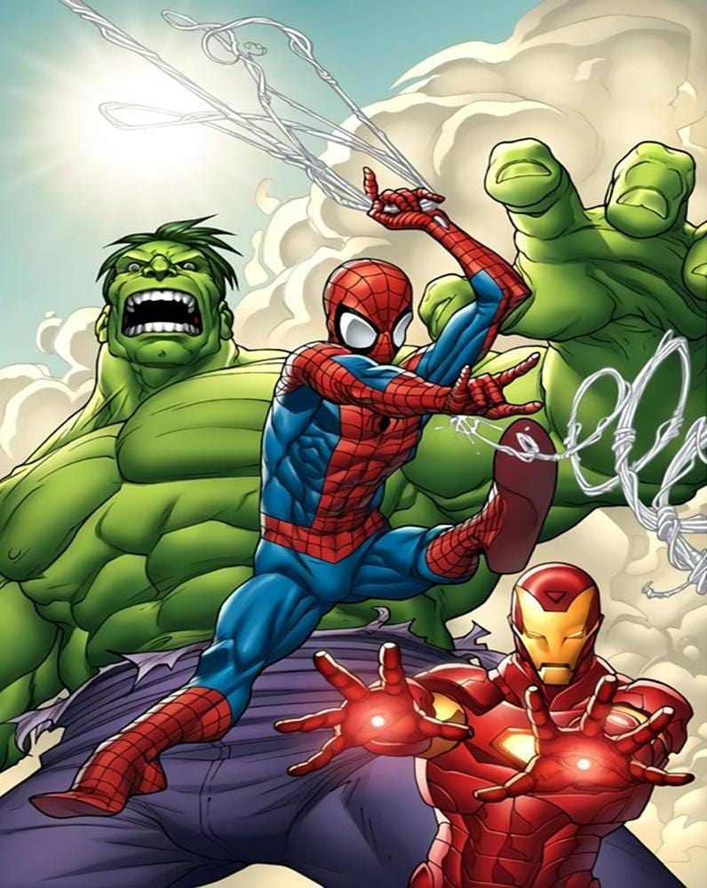 The Hulk, Spiderman, and Iron Man